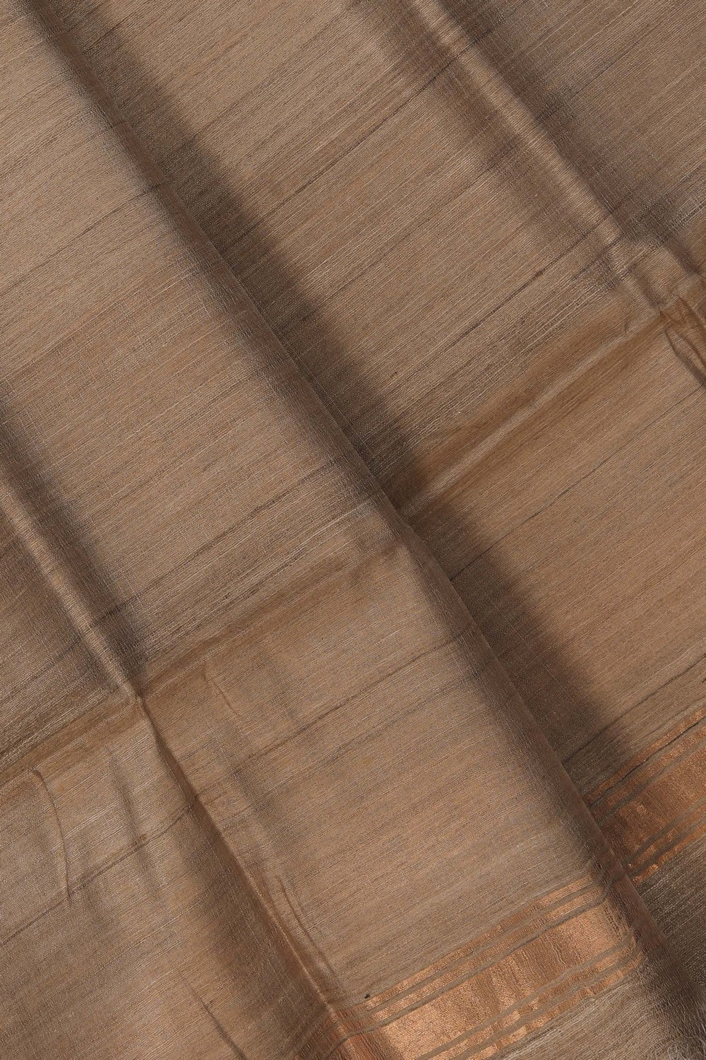 Image of Tussar Silk Beige Dhoti With Kanduva (8 X 4)